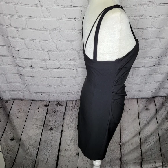 NWT ZARA Black Strap Women's Midi Dress Zip Back Sz L - Picture 2 of 7